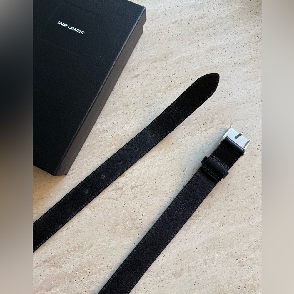 NWT Yves Saint Laurent Black Leather Belt 80cm - Picture 12 of 16